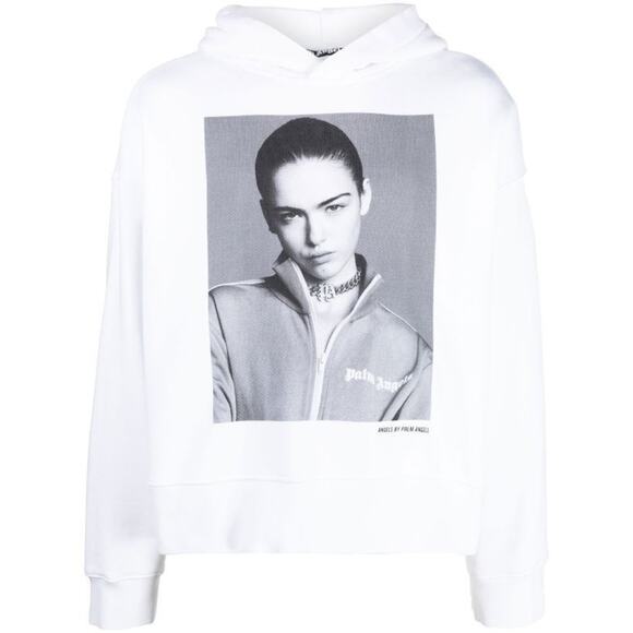 Sims x Palm Angels Hoodie in White/Black [Size Small]